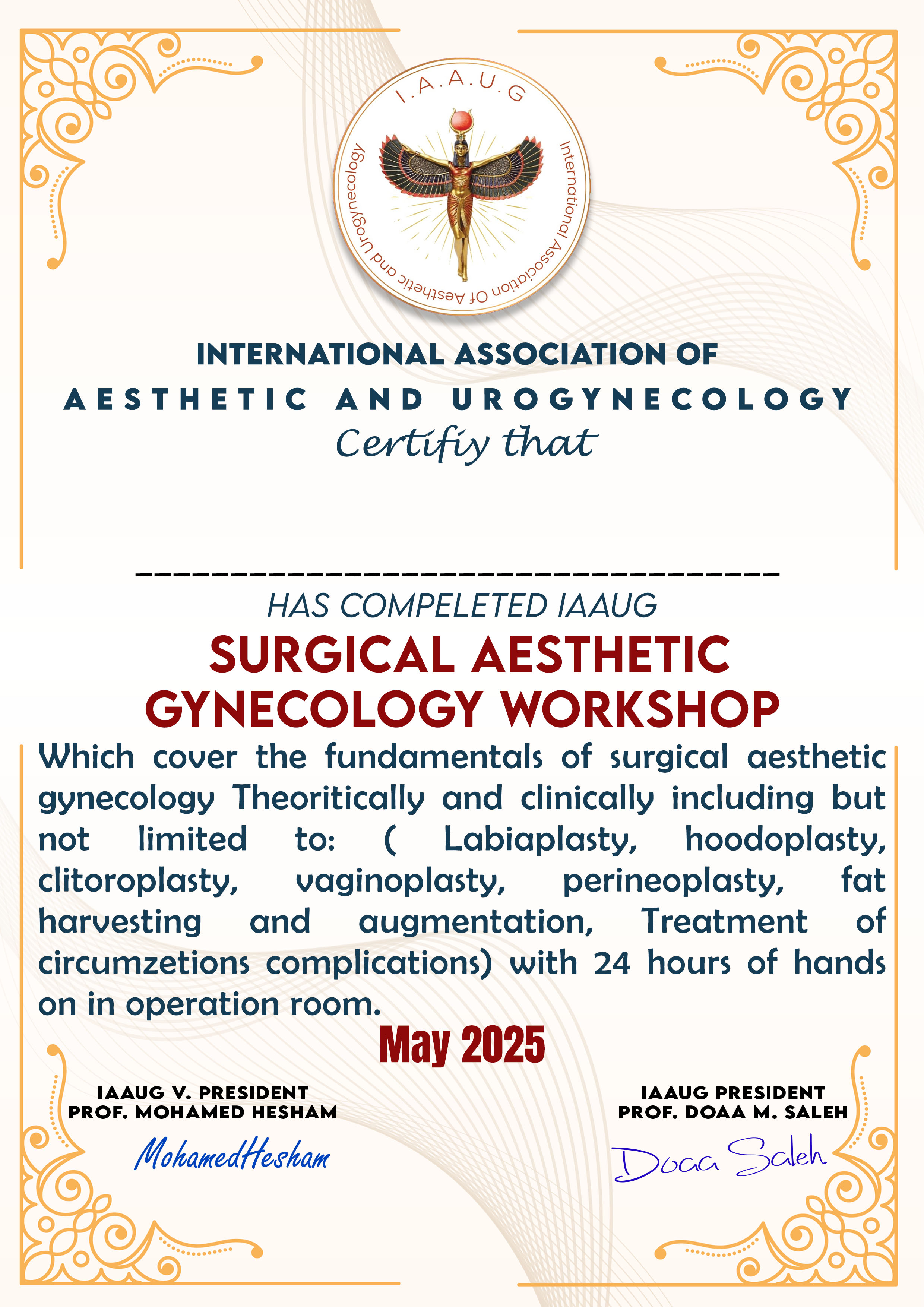 Surgical certificate