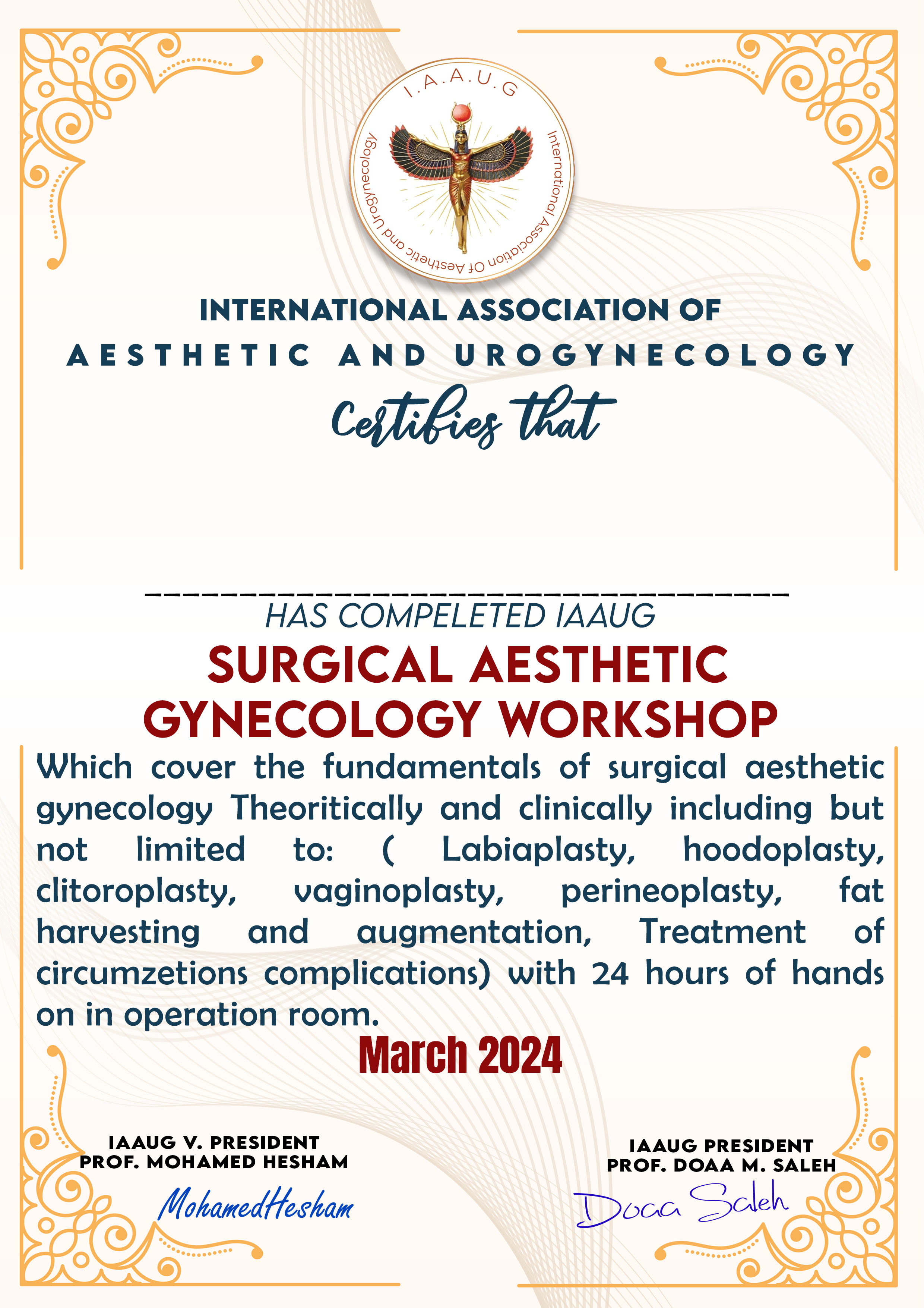 Surgical certificate